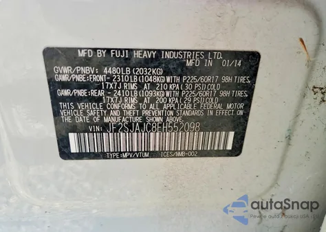 2014 Subaru Forester 2.5I Limited z USA, uszkodzony, nr VIN JF2SJAJC8EH552098